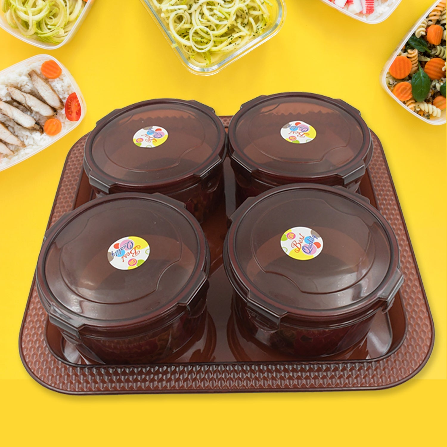 3646 Elegance Tray, Plastic Airtight 4 Pieces Storage Container and 1 Piece Serving Tray with Lids 3646 Elegance Tray, Plastic Airtight 4 Pieces Storage Container and 1 Piece Serving Tray with Lids